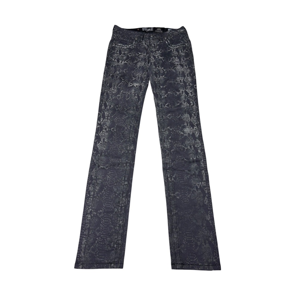 NWT Miss Me Python Skinny Jeans Womens W24 L33 Grey Snakeskin Metallic Signature